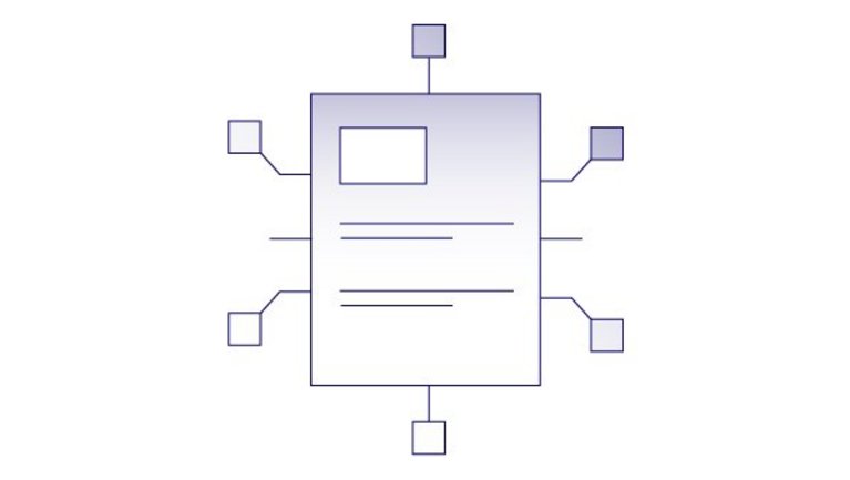 Icon of a document with numerous comment boxes on the sides