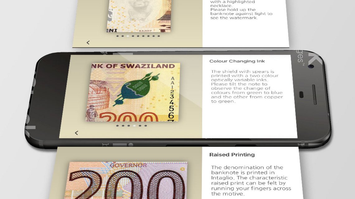 Central Bank of Eswatini - "Lilangeni" App running on a smartphone