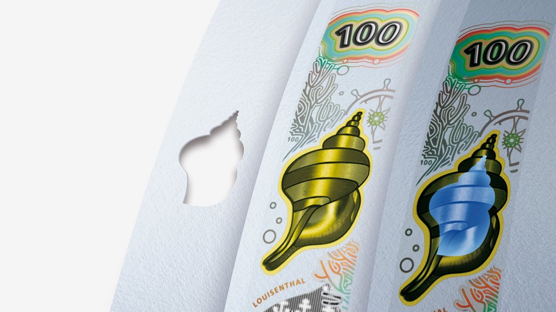 Showing various drawings and symbols on banknotes