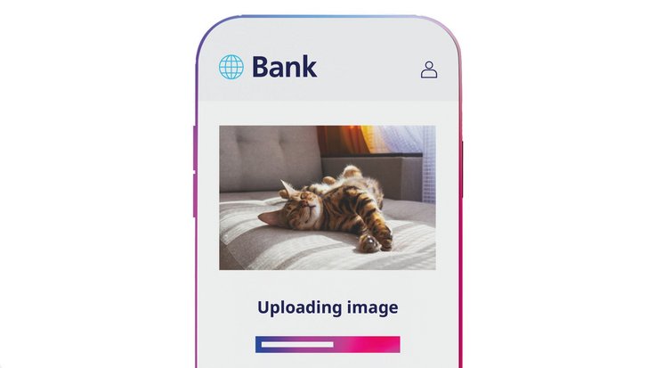 Bank app uploading cat photo.