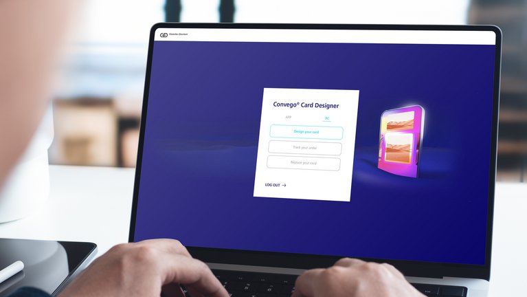 User operating card design software.