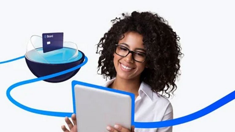 Woman using tablet with digital interaction concept