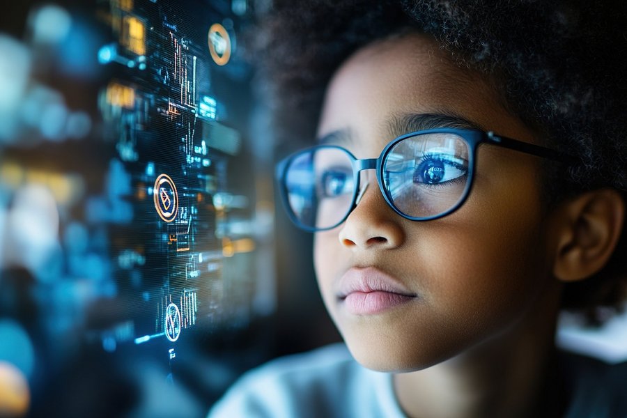 A student using AI-powered digital education tools for personalized learning