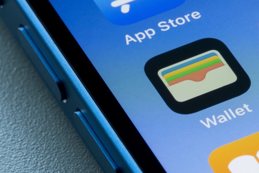 Unlocked iPhone showing the Wallet app, which can be used to manage credit cards or digital assets