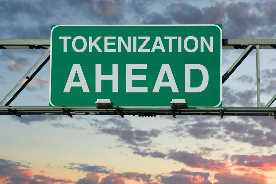  Traffic sign with the inscription tokenization ahead