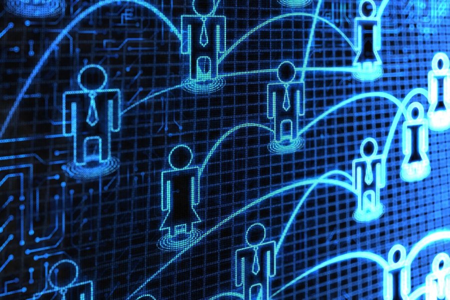 Digital person icons symbolizing technological connectivity in TrustTech, RegTech, and compliance.