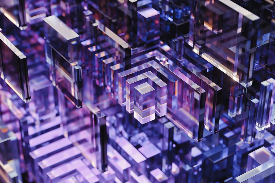 Abstract 3-D background of glass cubes