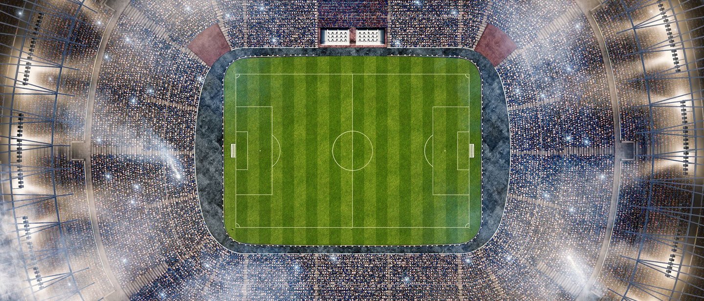 Aerial view of football stadium, a prime application of private networks
