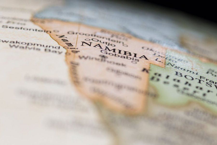 Image of a map section of the border between Botswana and Namibia