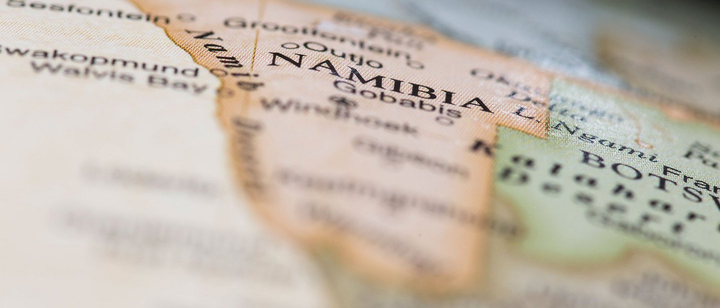 Image of a map section of the border between Botswana and Namibia