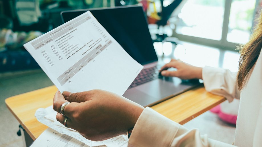 Woman digitalizing information