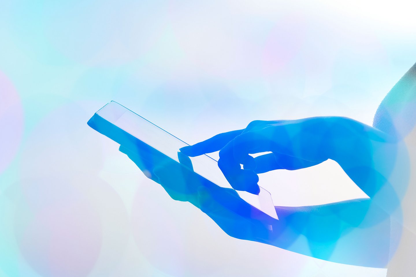 Close up of a woman using a digital tablet for bank issues