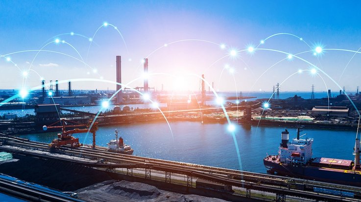 Simulation of a private network in a port facility