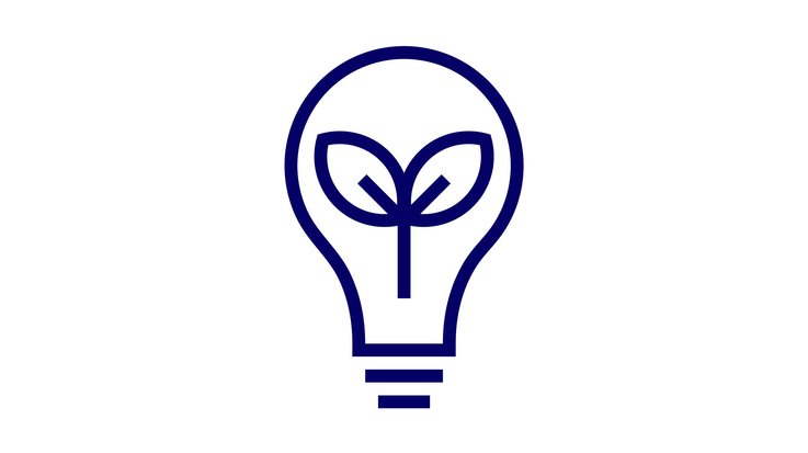 Icon of light bulb with plant symbol inside