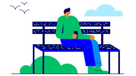 Person sitzt auf einer Parkbank