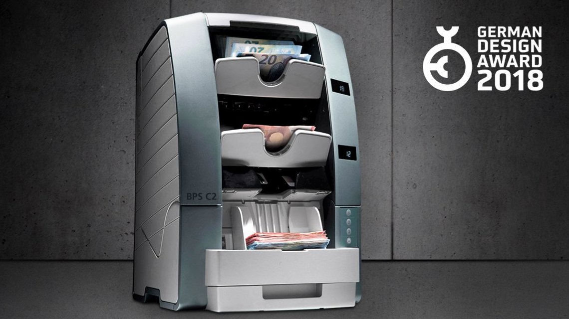 Banknote processing system BPS® C2-2, with the label of the German Design Award 2018