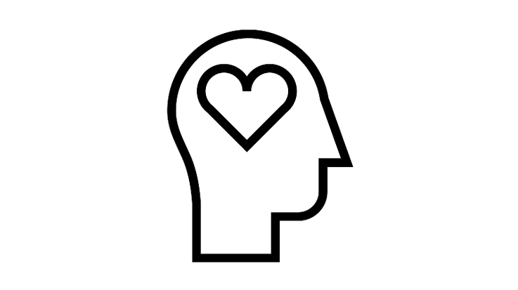 An icon showing a heart inside a human's head