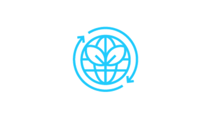 icon of plants on globe with circular arrows