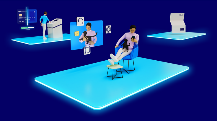 3D model of a credit card and various symbols for customization