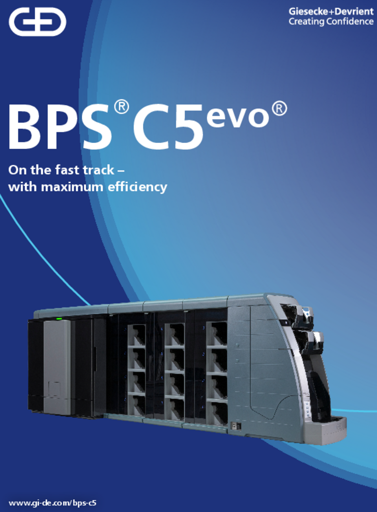 Cover of the brochure for the banknote processing machine BPS C5