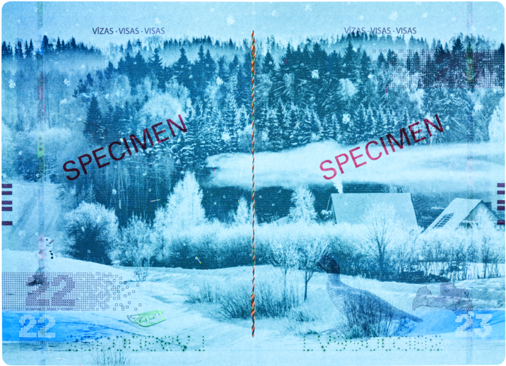 UV Light Picture of Tree at night from the Latvian Passport