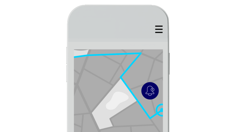 Image of a smartphone screen with tracking map