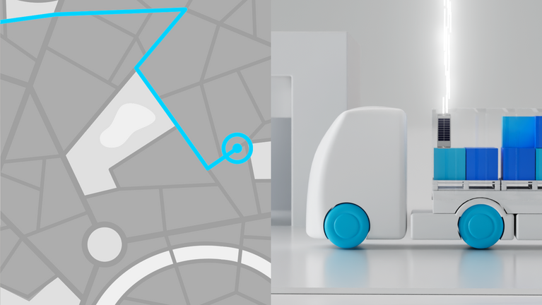 LKW mit Waren wird auf einer Karte verfolgt