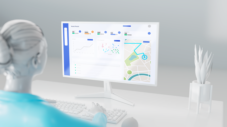 Person at the computer checks a tracking dashboard
