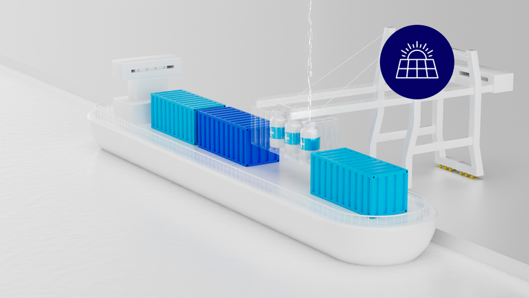 A cargo ship is being loaded.