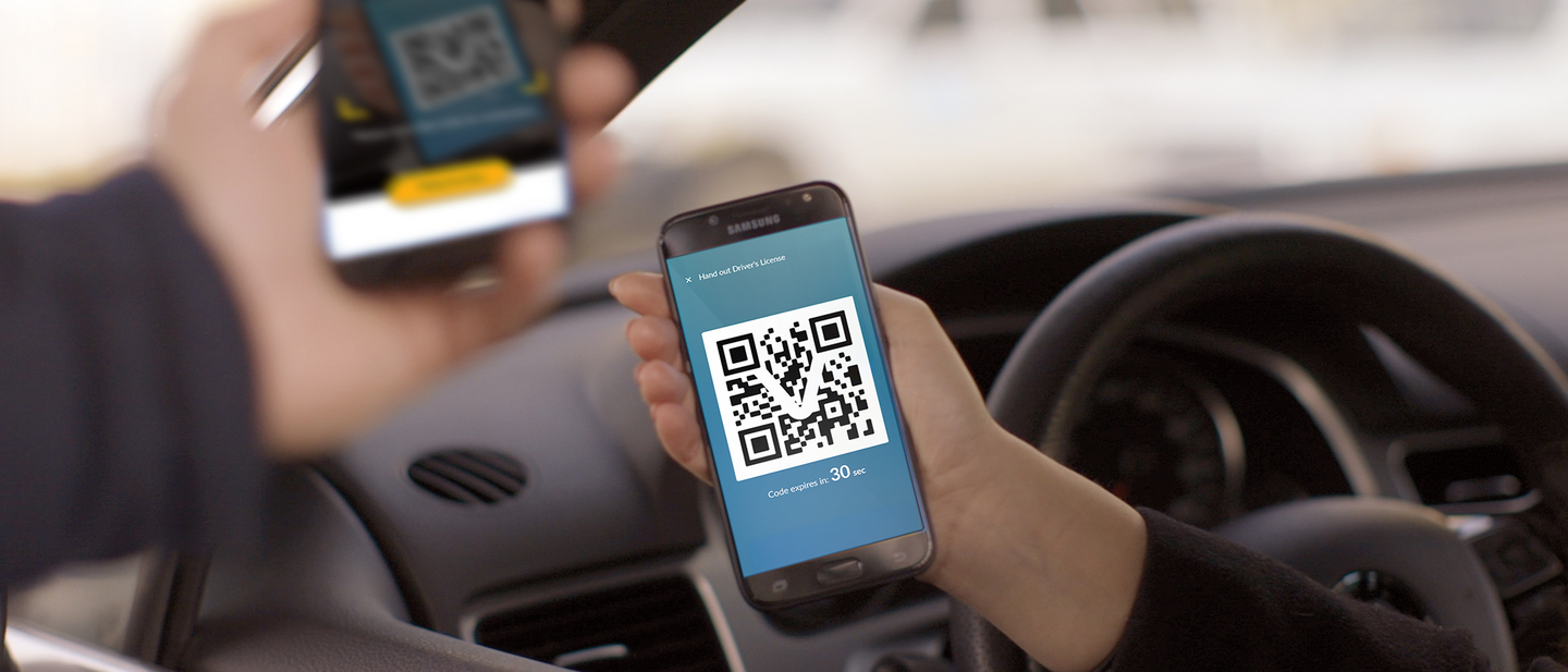 Mobile driver’s license shown from a car