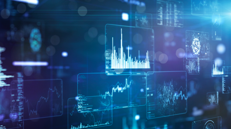 Virtual dashboard with analytical graphs
