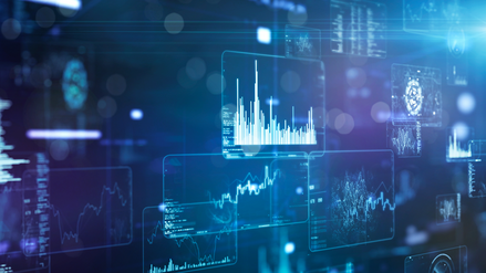 Virtual dashboard with analytical graphs