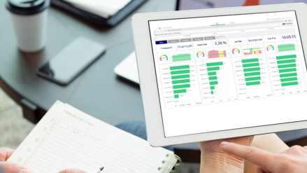 Someone operates a complex app on a tablet